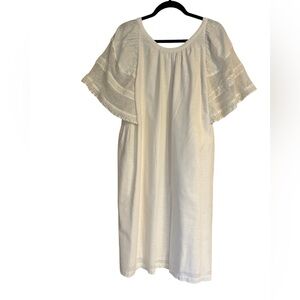 Large TALL Cream Eyelet Flutter-Sleeve Dress